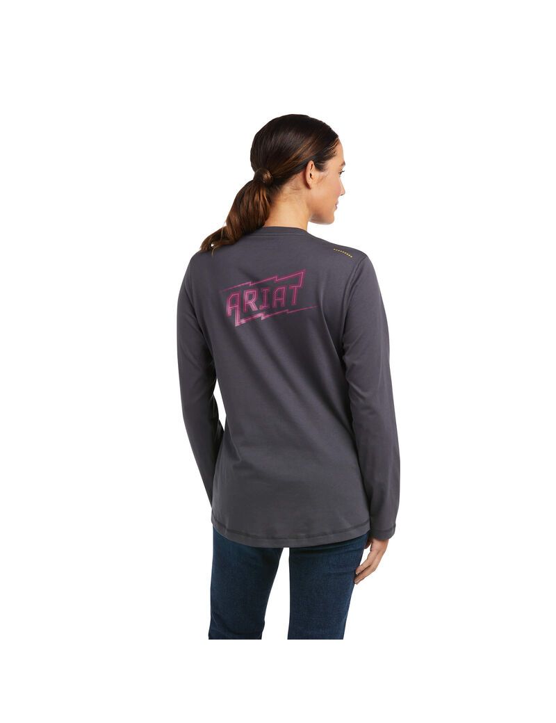 Ropa De Trabajo Ariat Rebar Workman High Voltage T Shirts Mujer Gris | KDJE08316