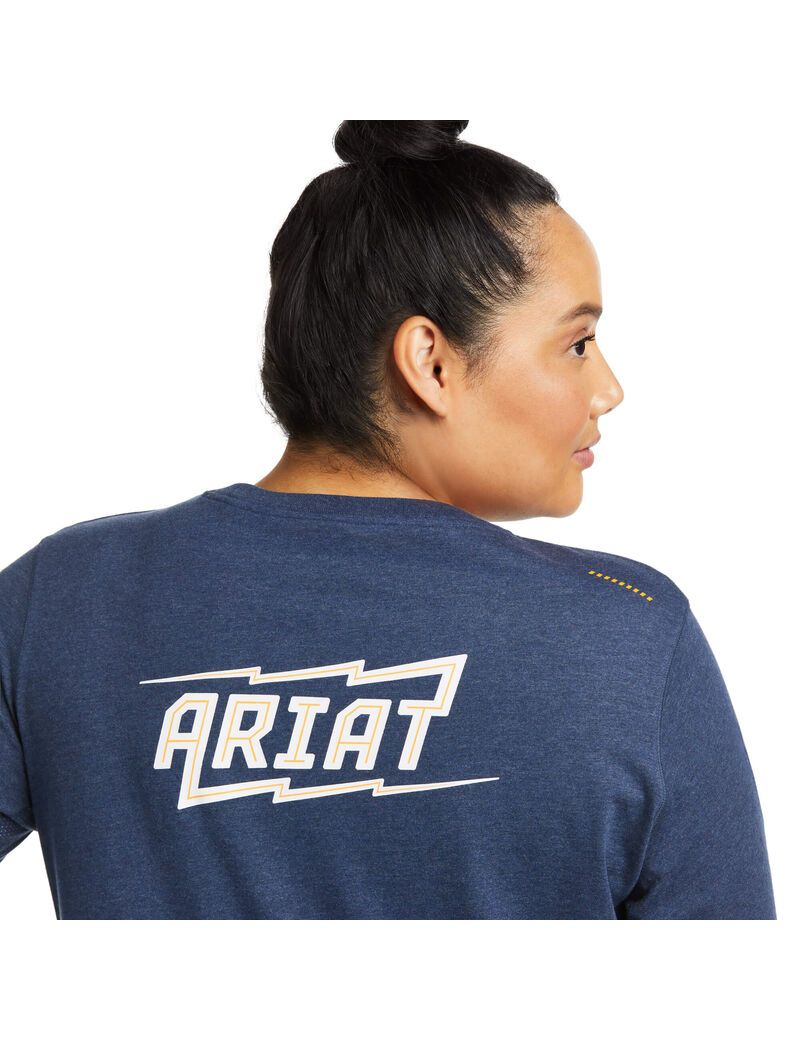 Ropa De Trabajo Ariat Rebar Workman High Voltage T Shirts Mujer Azul Marino | RFBG70528