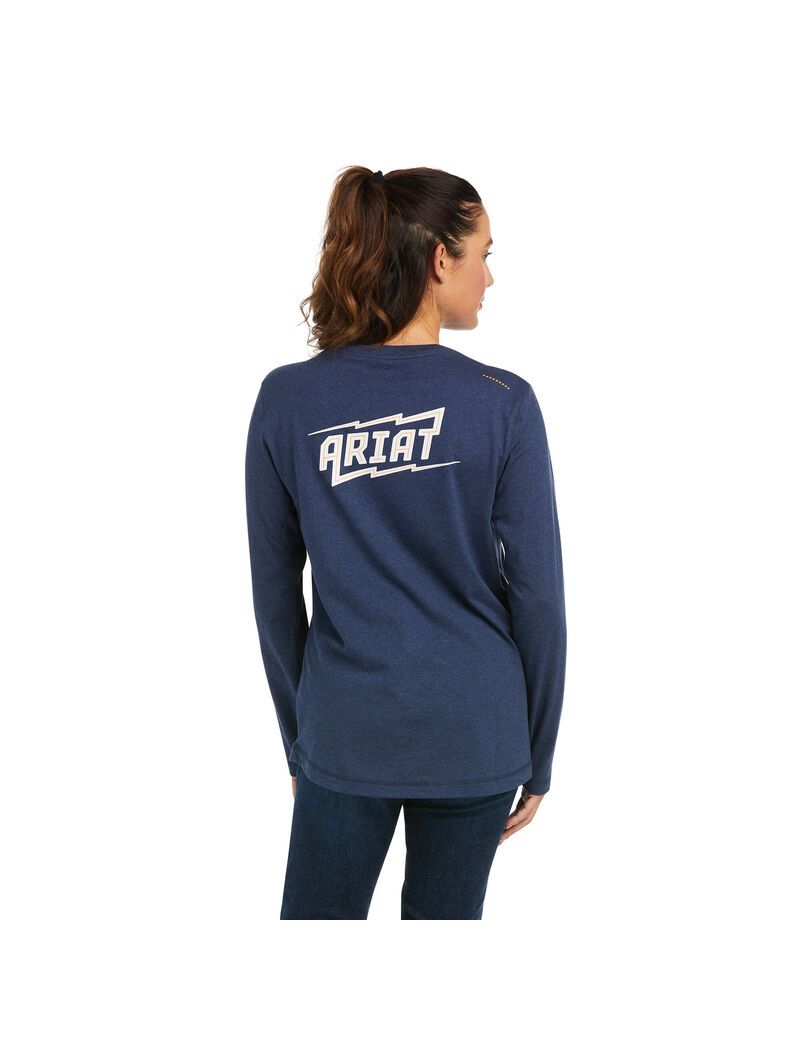 Ropa De Trabajo Ariat Rebar Workman High Voltage T Shirts Mujer Azul Marino | RFBG70528