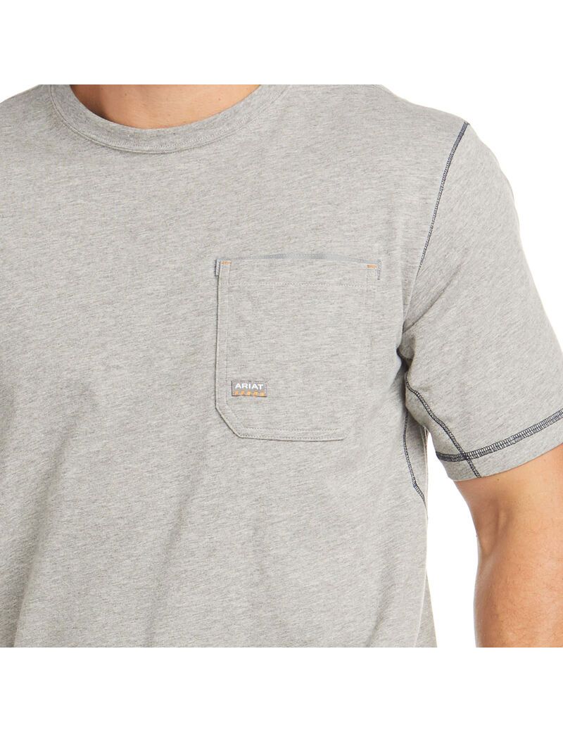 Ropa De Trabajo Ariat Rebar Workman Logo T Shirts Hombre Gris | BDHG76321