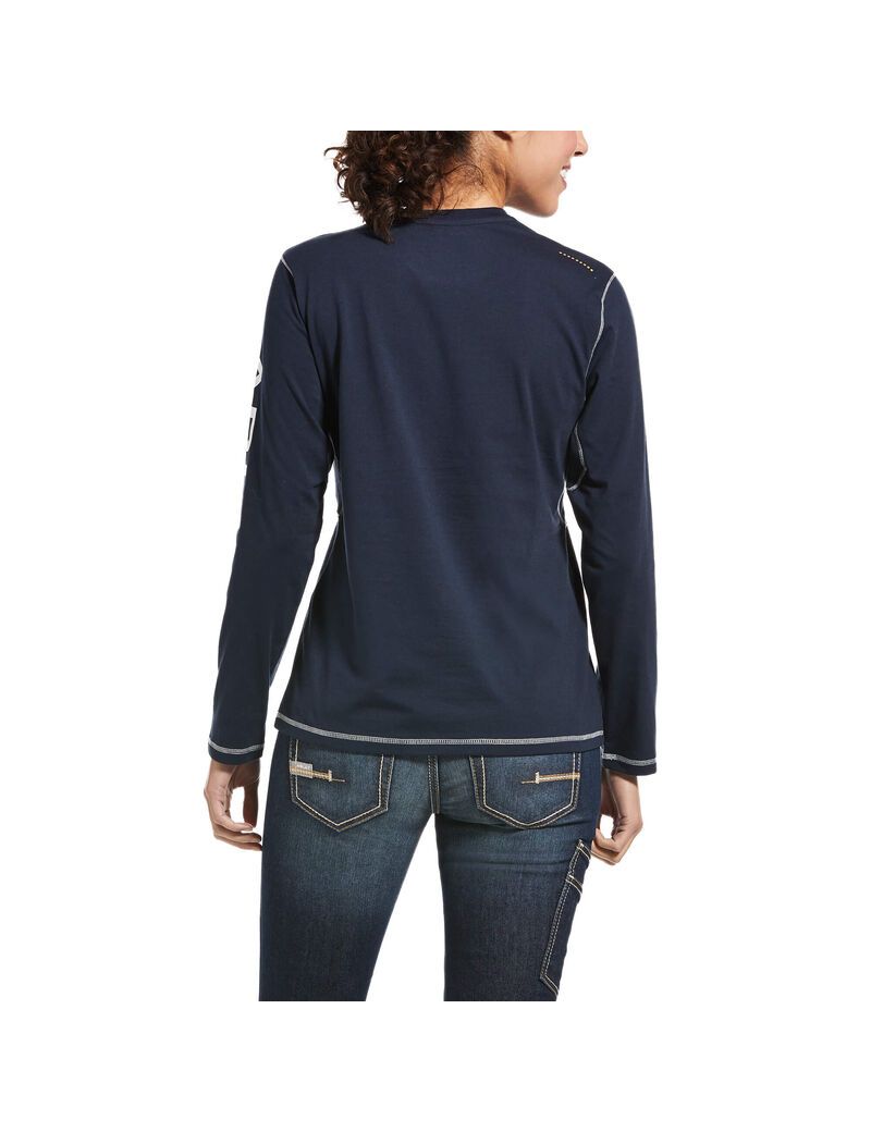 Ropa De Trabajo Ariat Rebar Workman Logo T Shirts Mujer Azul Marino | EMCZ76934