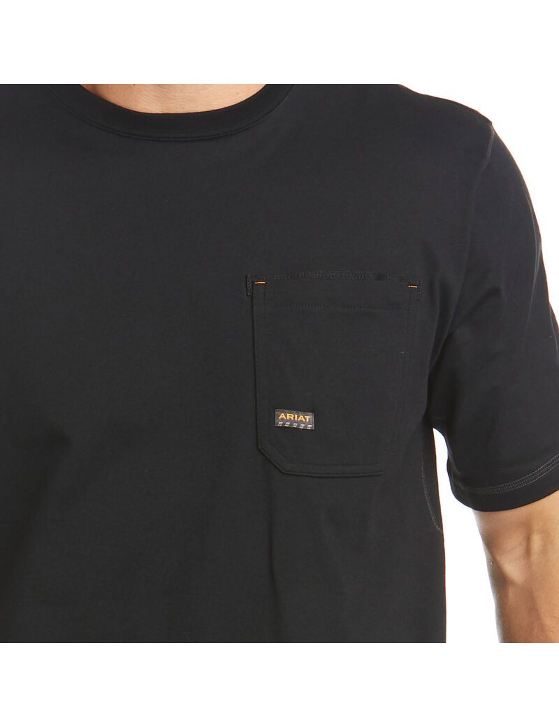 Ropa De Trabajo Ariat Rebar Workman Logo T Shirts Hombre Negras | HXND71982