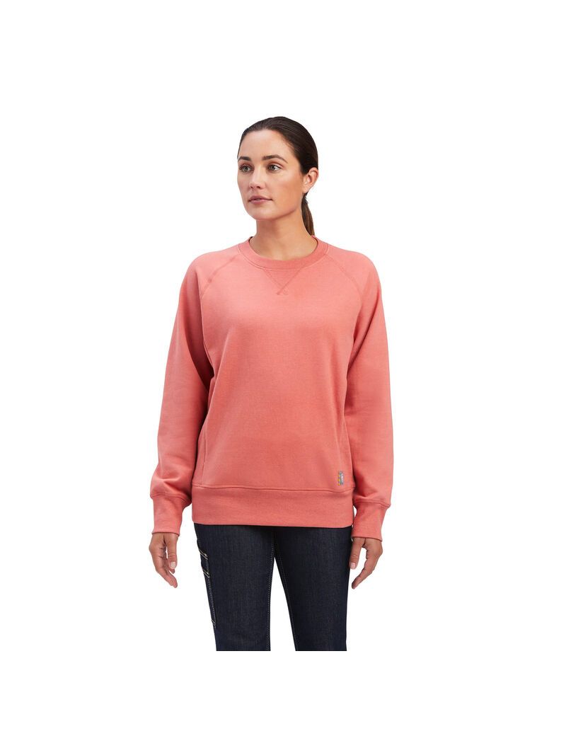 Ropa De Trabajo Ariat Rebar Workman Washed Fleece Sweatshirt Mujer Rosas | TRVU56083