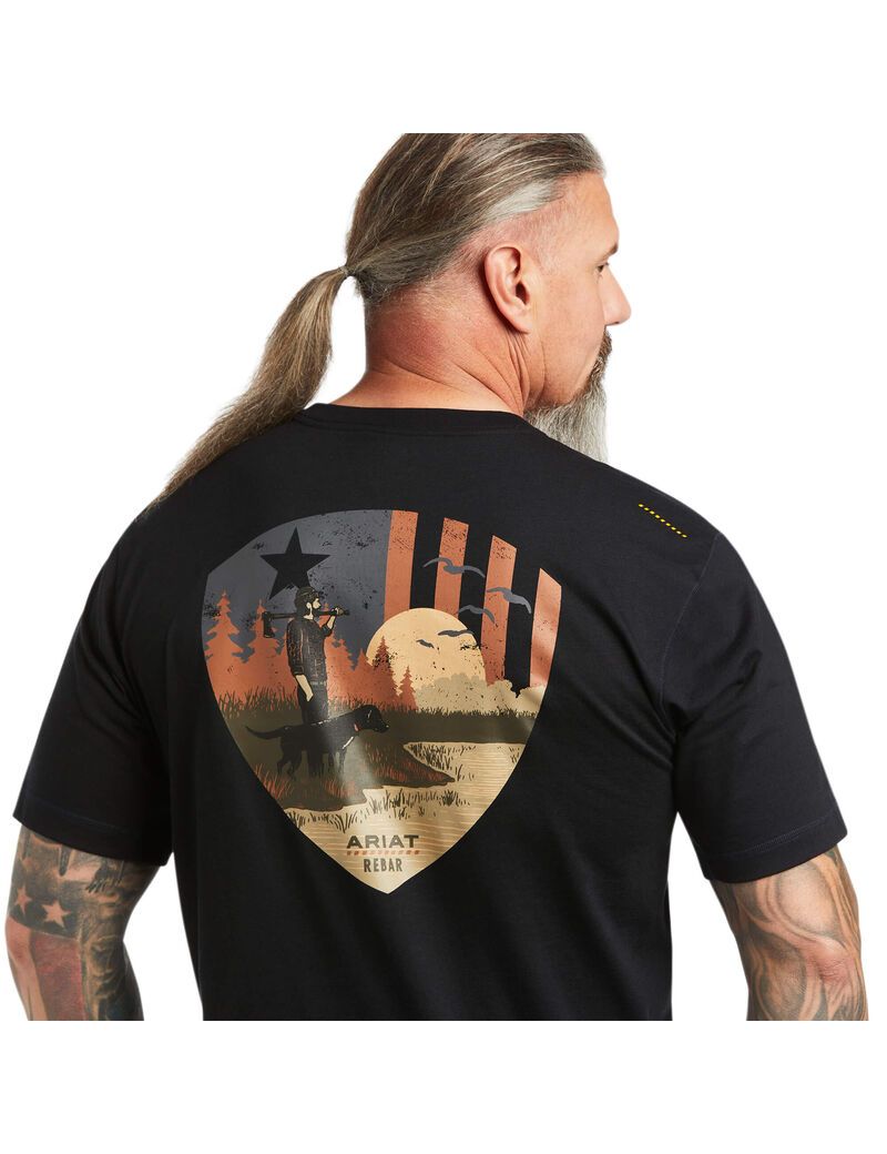 Ropa De Trabajo Ariat Rebar Workman Working Dog T Shirts Hombre Negras | JPWY04283