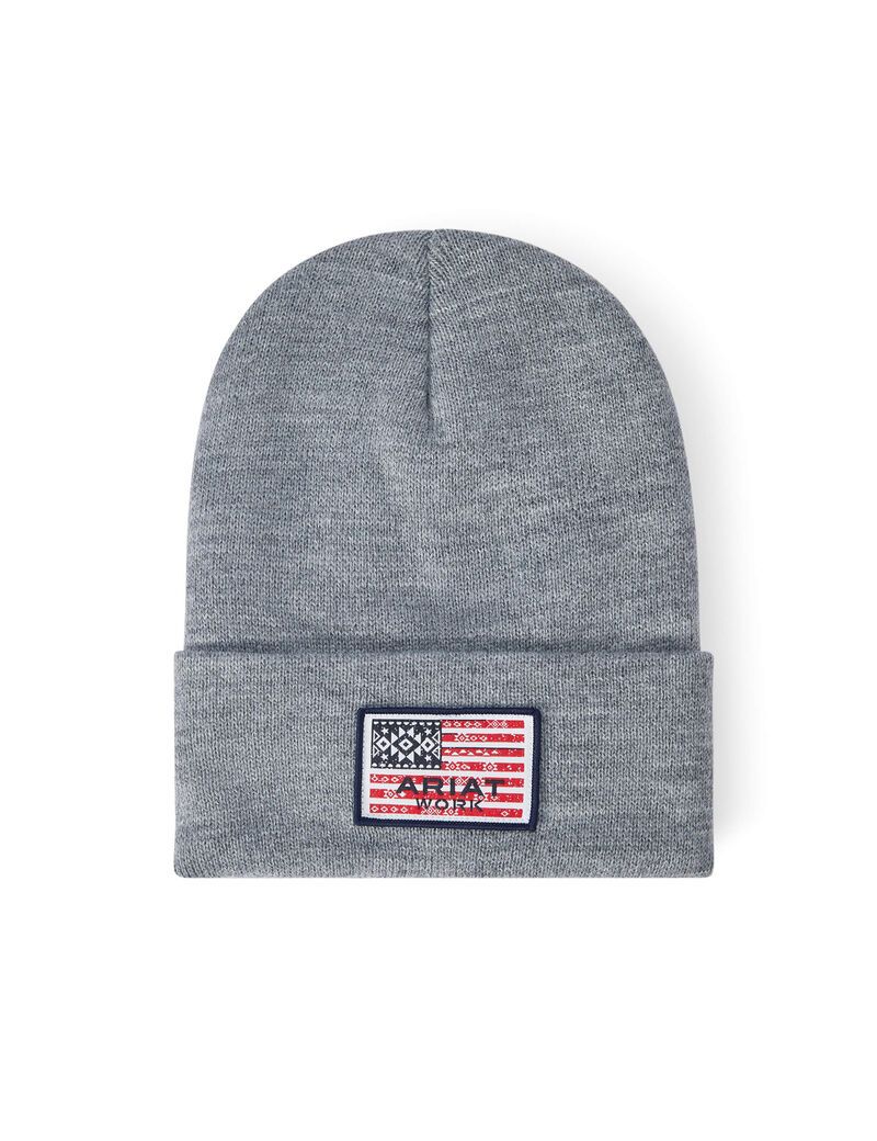 Sombreros Ariat Rebar Southwest Flag Patch Beanie Mujer Gris | LVAD37840