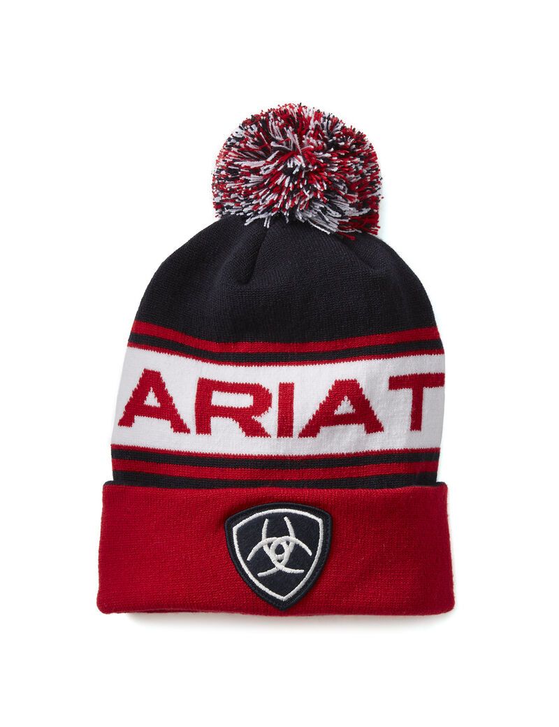 Sombreros Ariat Team Beanie Hombre Azul Marino Rojas | QNIH58034