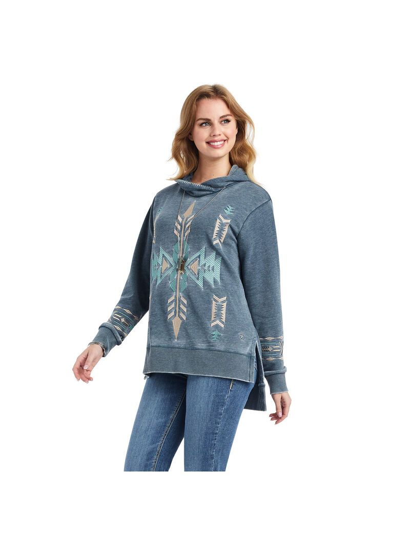 Sudadera Con Capucha Ariat Alo Vera Mujer Azul Marino | RTNZ29104