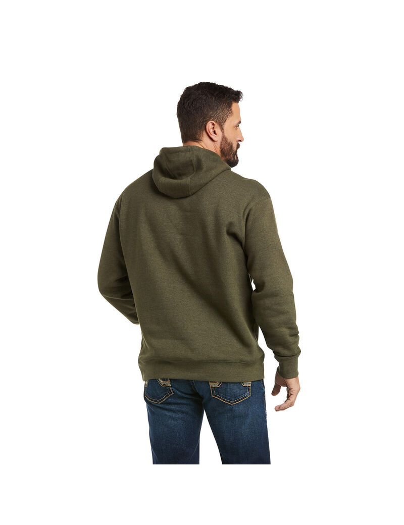 Sudadera Con Capucha Ariat Basic Sweatshirt Hombre Verde Oliva | YNPL89517