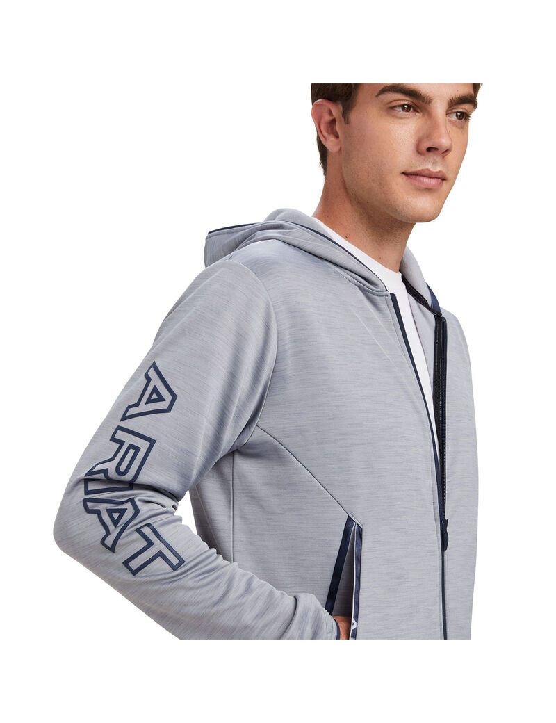 Sudadera Con Capucha Ariat Byron Full Zip Hombre Gris | VSIT80734