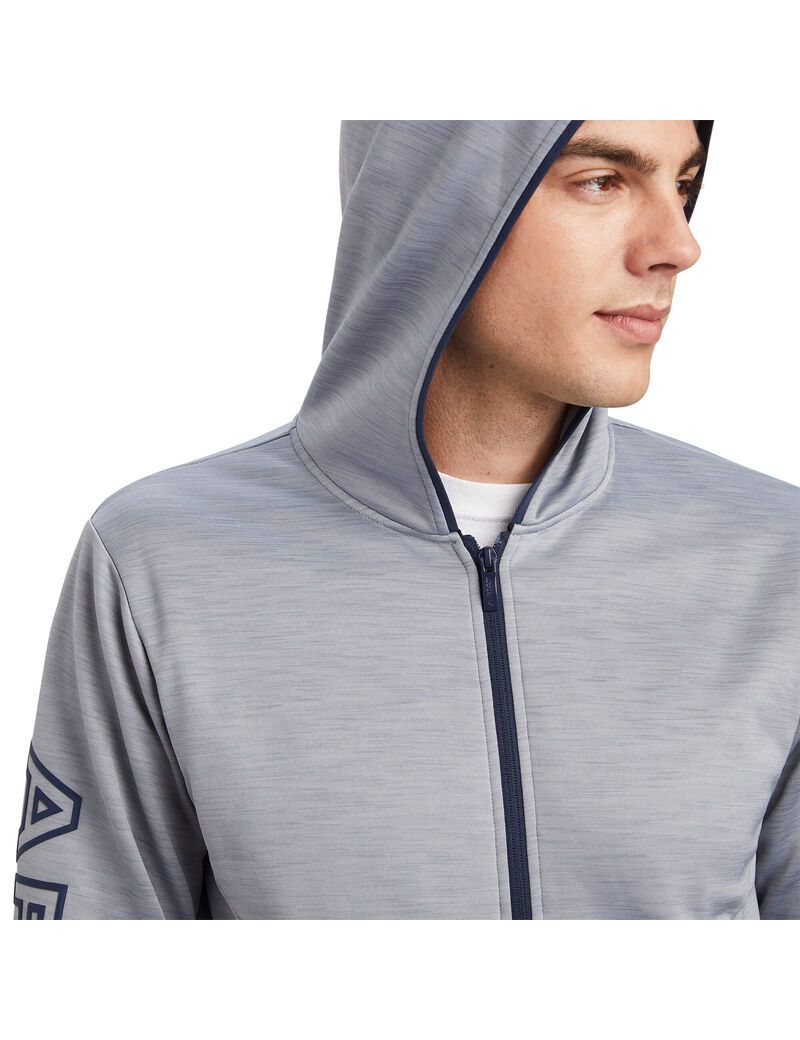 Sudadera Con Capucha Ariat Byron Full Zip Hombre Gris | VSIT80734