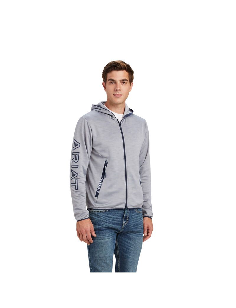 Sudadera Con Capucha Ariat Byron Full Zip Hombre Gris | VSIT80734