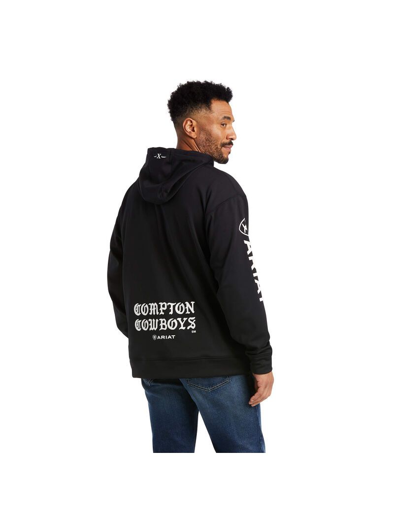 Sudadera Con Capucha Ariat Compton Cowboys Tek Hombre Negras | LEHC58647