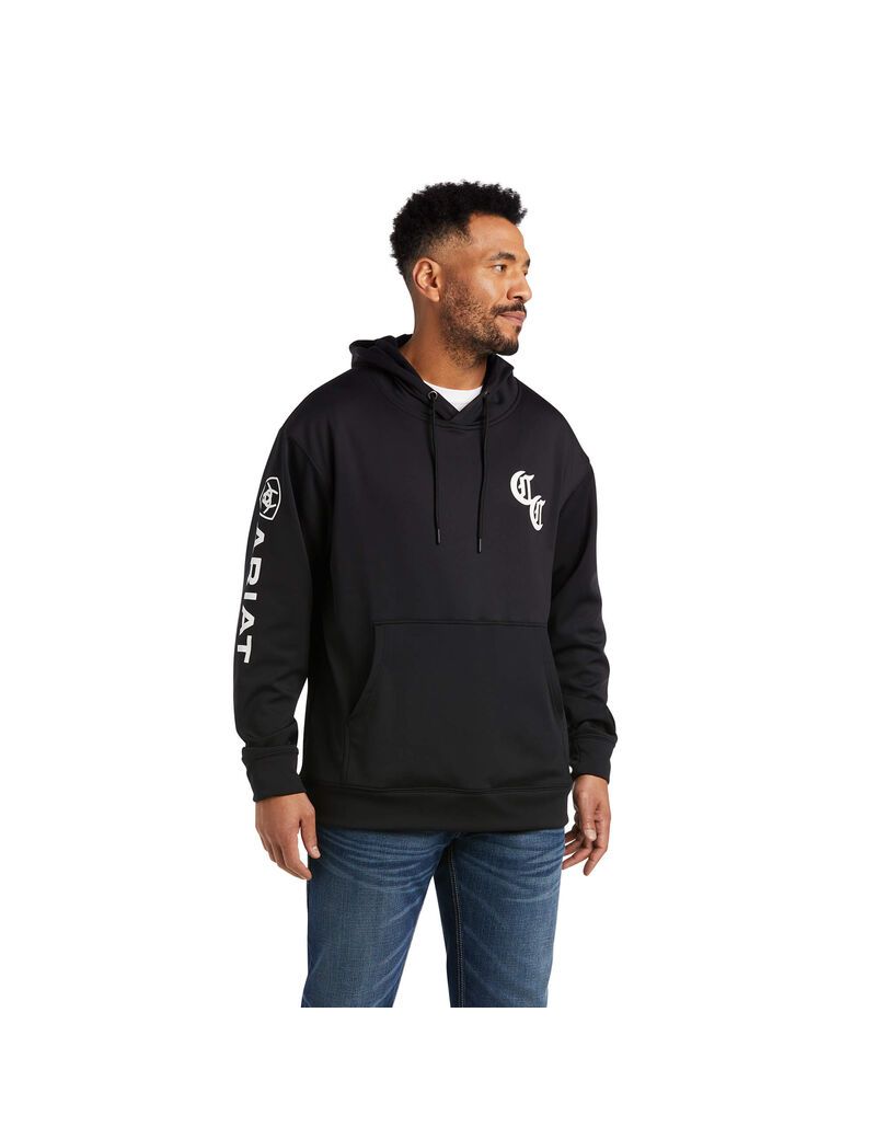 Sudadera Con Capucha Ariat Compton Cowboys Tek Hombre Negras | LEHC58647