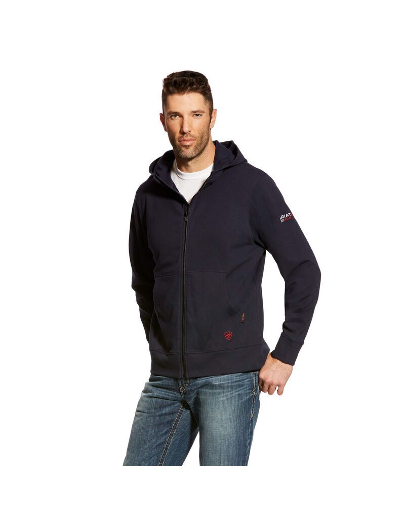 Sudadera Con Capucha Ariat FR DuraStretch Full Zip Hombre Azul Marino | AUDY98153