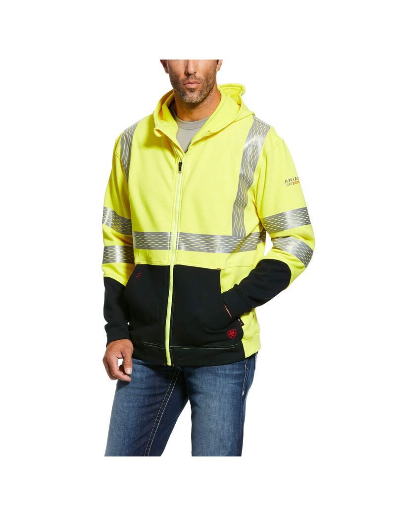 Sudadera Con Capucha Ariat FR Hi-Vis Hombre Amarillo | HDUS35824