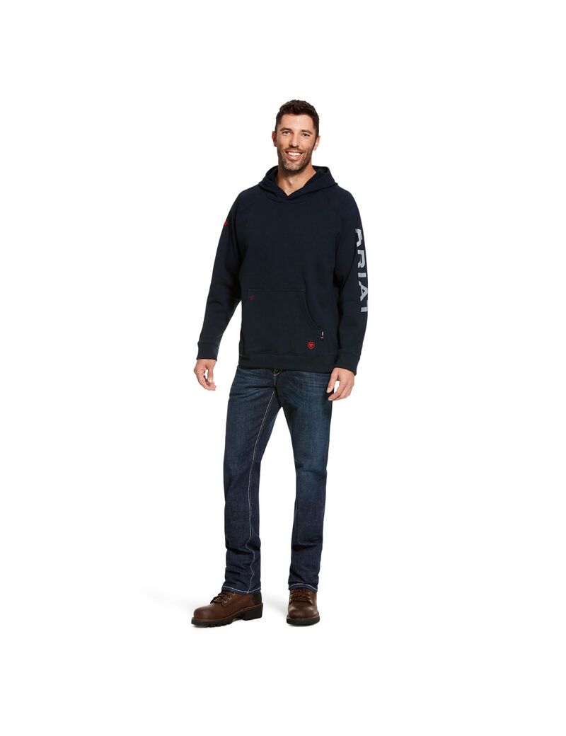 Sudadera Con Capucha Ariat FR Primo Fleece Logo Hombre Azul Marino | LQCA34195