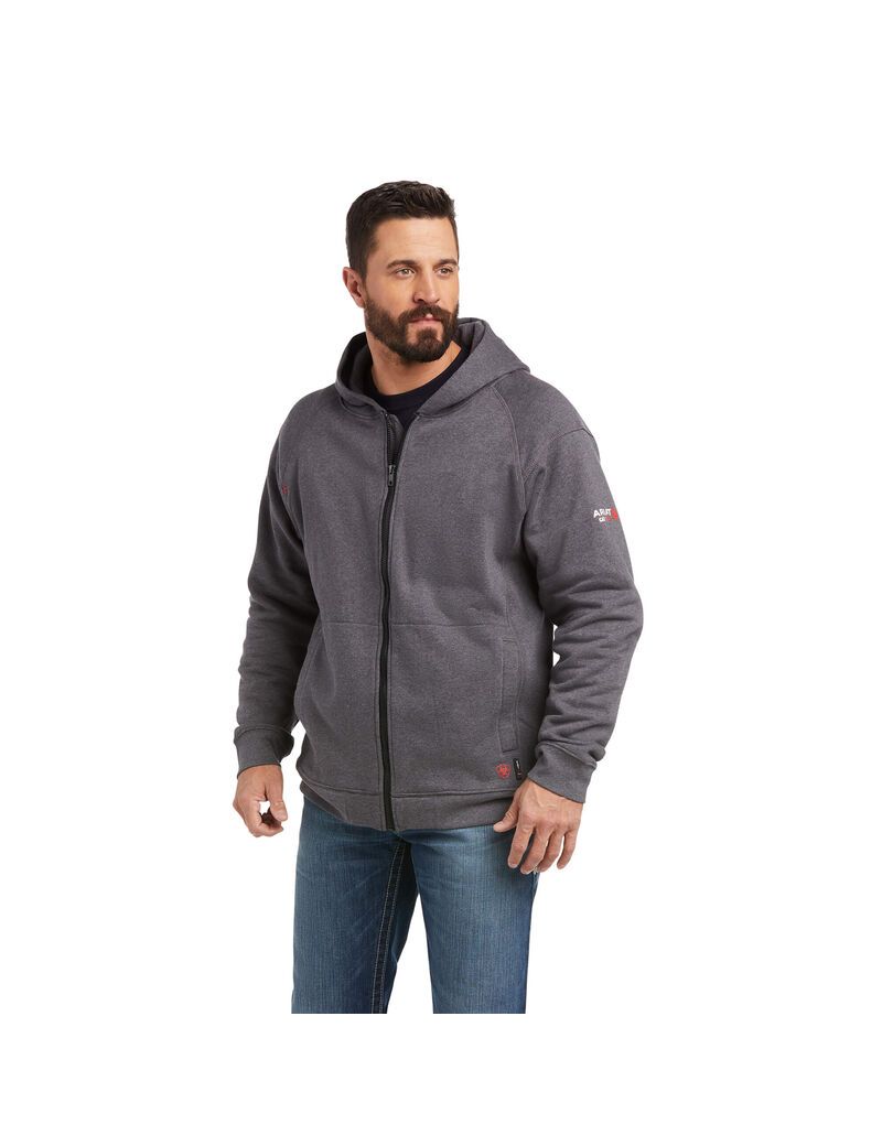 Sudadera Con Capucha Ariat FR Rev Full Cover Flag Full Zip Hombre Gris | ZXNR96341