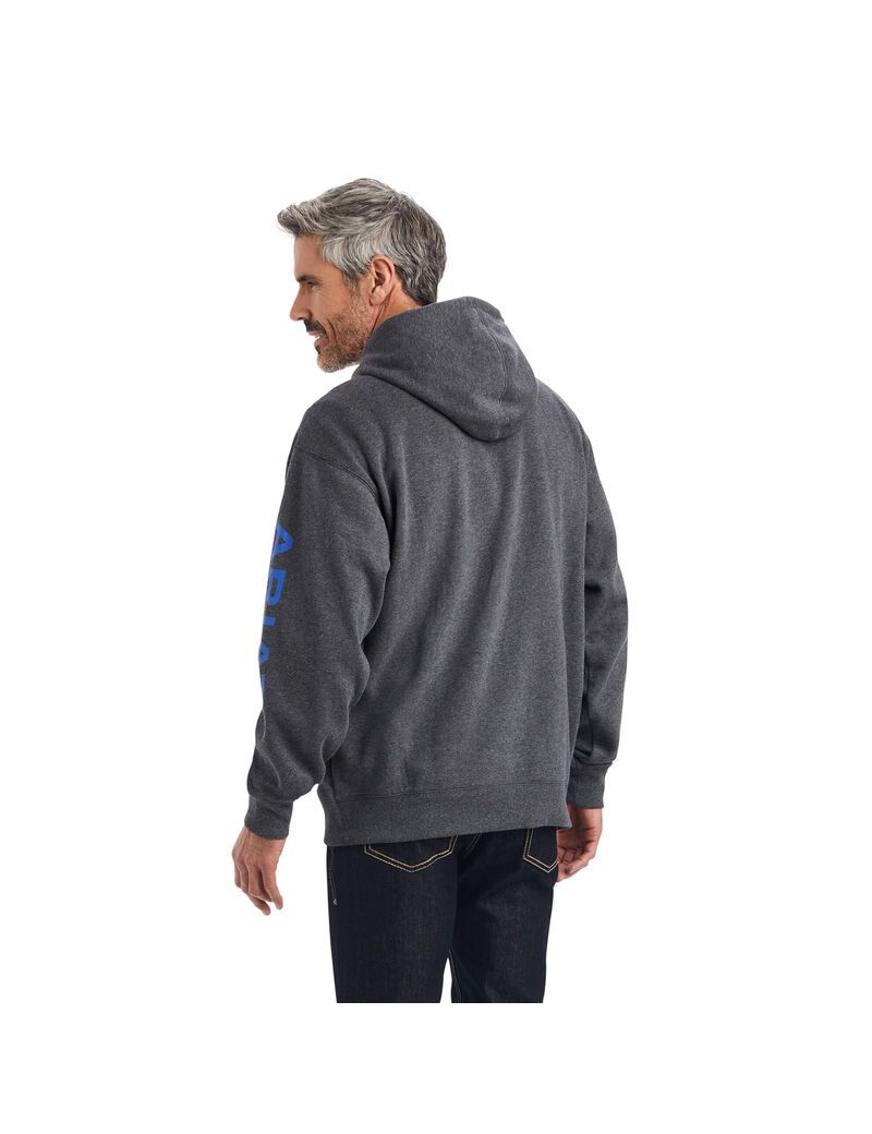 Sudadera Con Capucha Ariat Logo Hombre Gris | LQYX30689