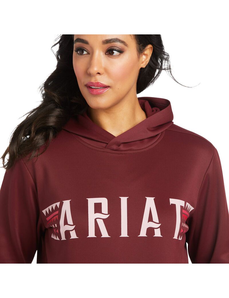 Sudadera Con Capucha Ariat Logo Tek Mujer Burdeos | EDYI25964