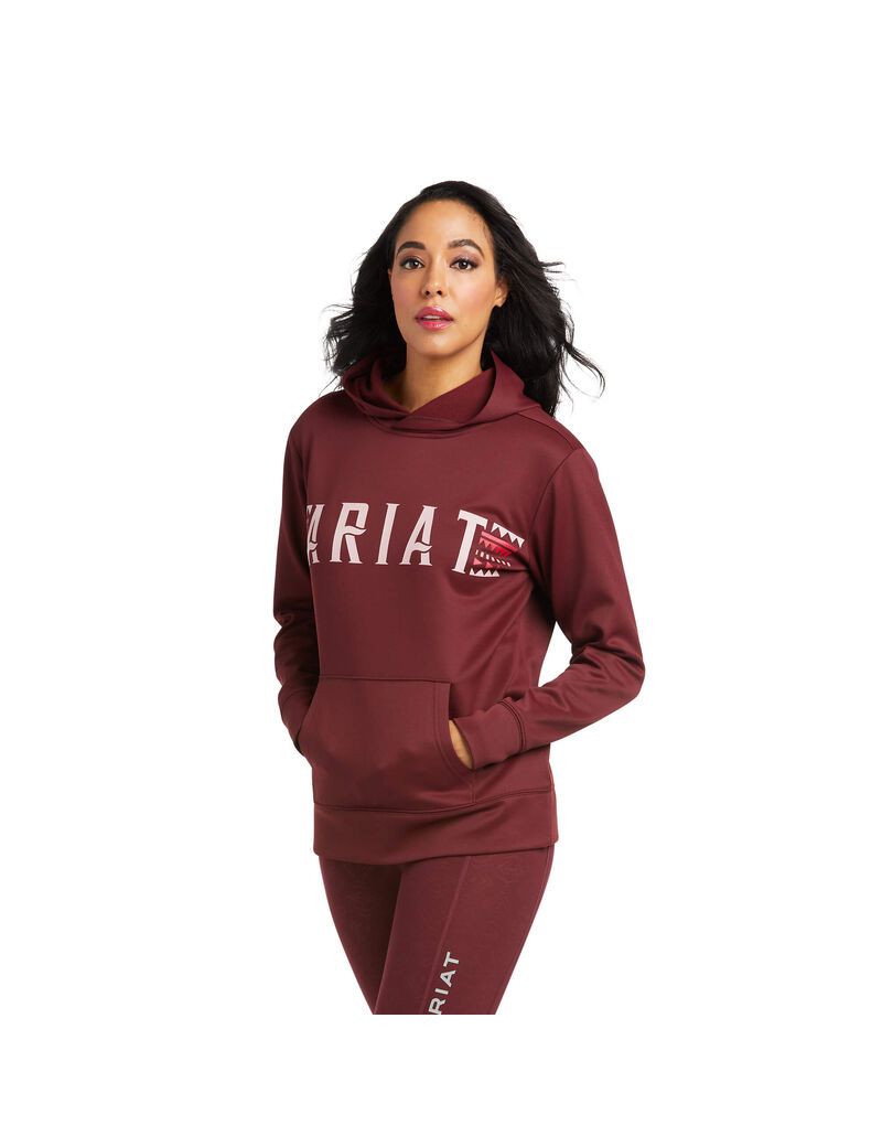 Sudadera Con Capucha Ariat Logo Tek Mujer Burdeos | EDYI25964