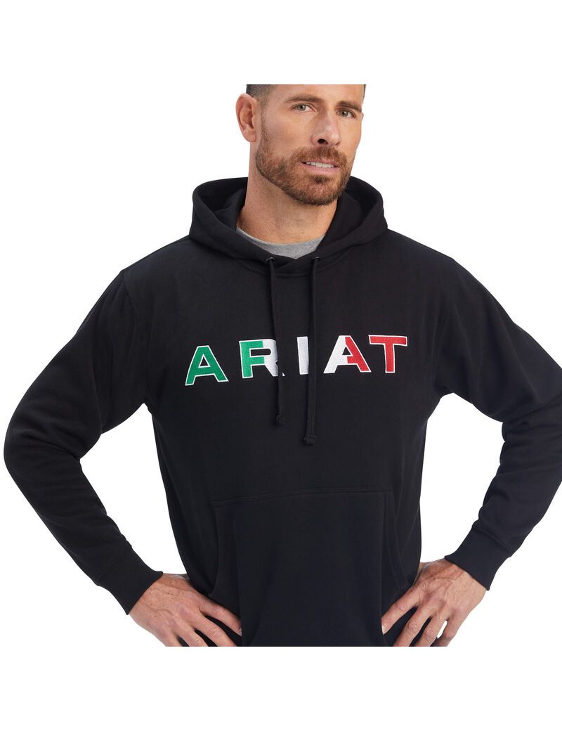 Sudadera Con Capucha Ariat Mexico Hombre Negras | ZYUI58761