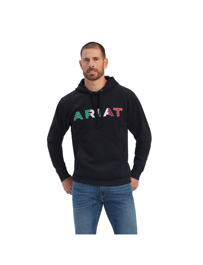 Sudadera Con Capucha Ariat Mexico Hombre Negras | ZYUI58761