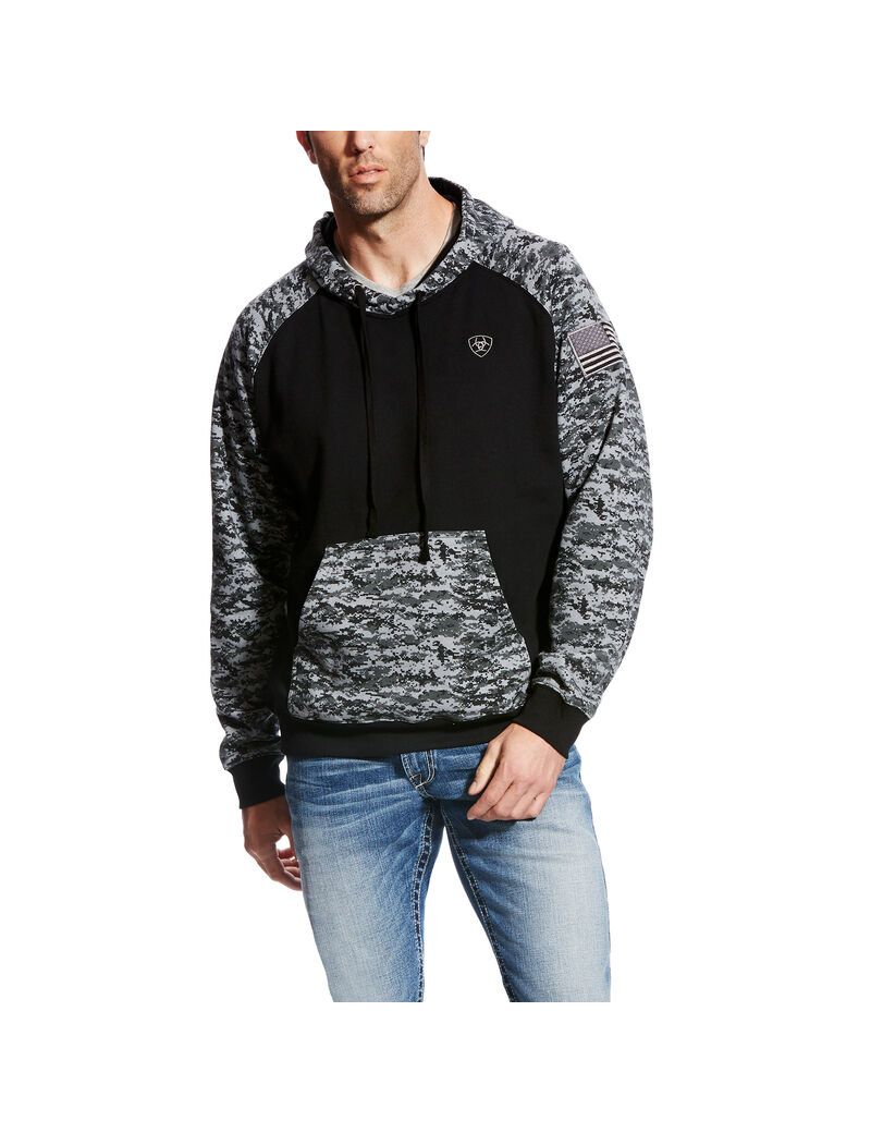 Sudadera Con Capucha Ariat Patriot Hombre Negras Camuflaje | SLXT93147