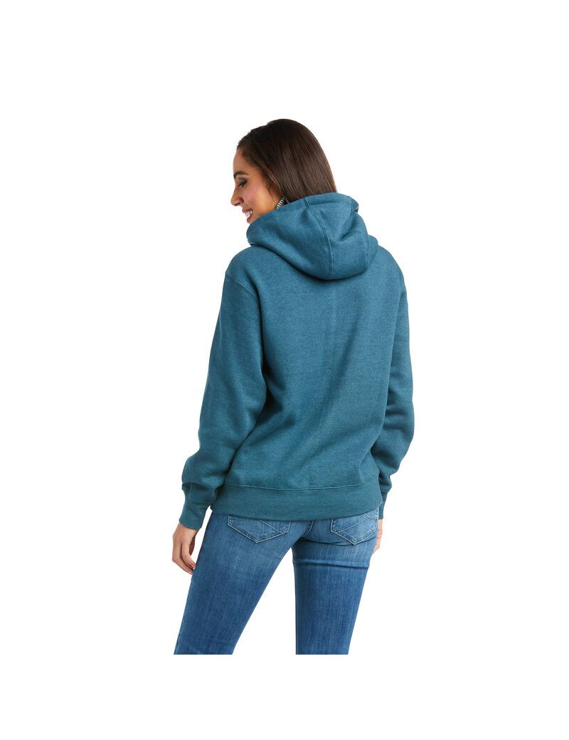 Sudadera Con Capucha Ariat REAL Arm Logo Mujer Turquesa | LRNX16052