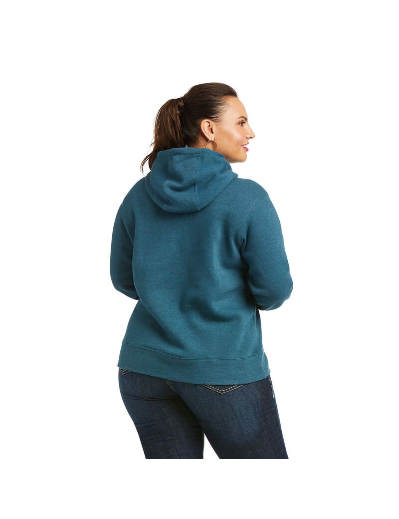 Sudadera Con Capucha Ariat REAL Arm Logo Mujer Turquesa | LRNX16052