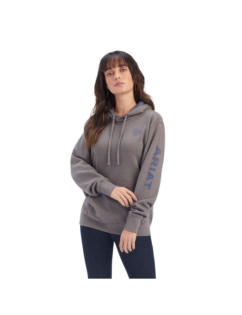 Sudadera Con Capucha Ariat REAL Arm Logo Mujer Gris | LWAF01954