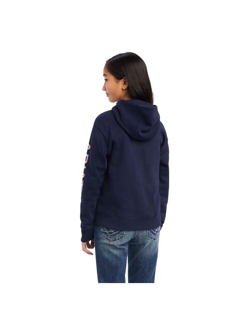 Sudadera Con Capucha Ariat REAL Arm Logo Niños Azul Marino | YCRW64715