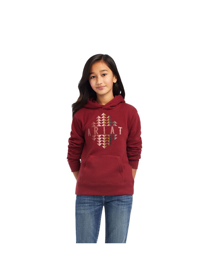 Sudadera Con Capucha Ariat REAL Beartooth Niños Rojas Oscuro | OACW31869