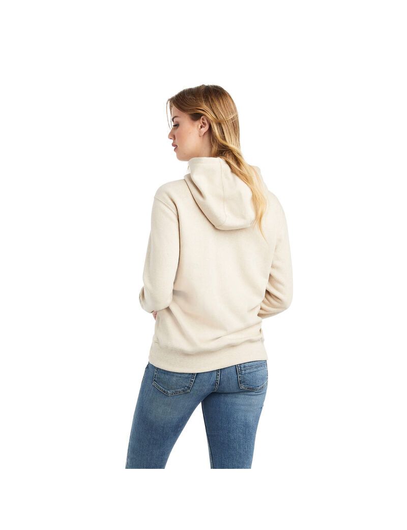 Sudadera Con Capucha Ariat REAL Branded Logo Mujer Beige | WFNB65714