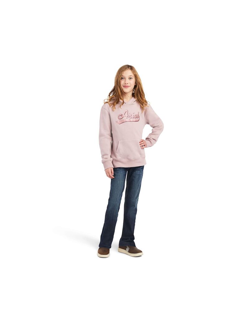 Sudadera Con Capucha Ariat REAL Glitter Logo Niños Rosas | HGEK68970