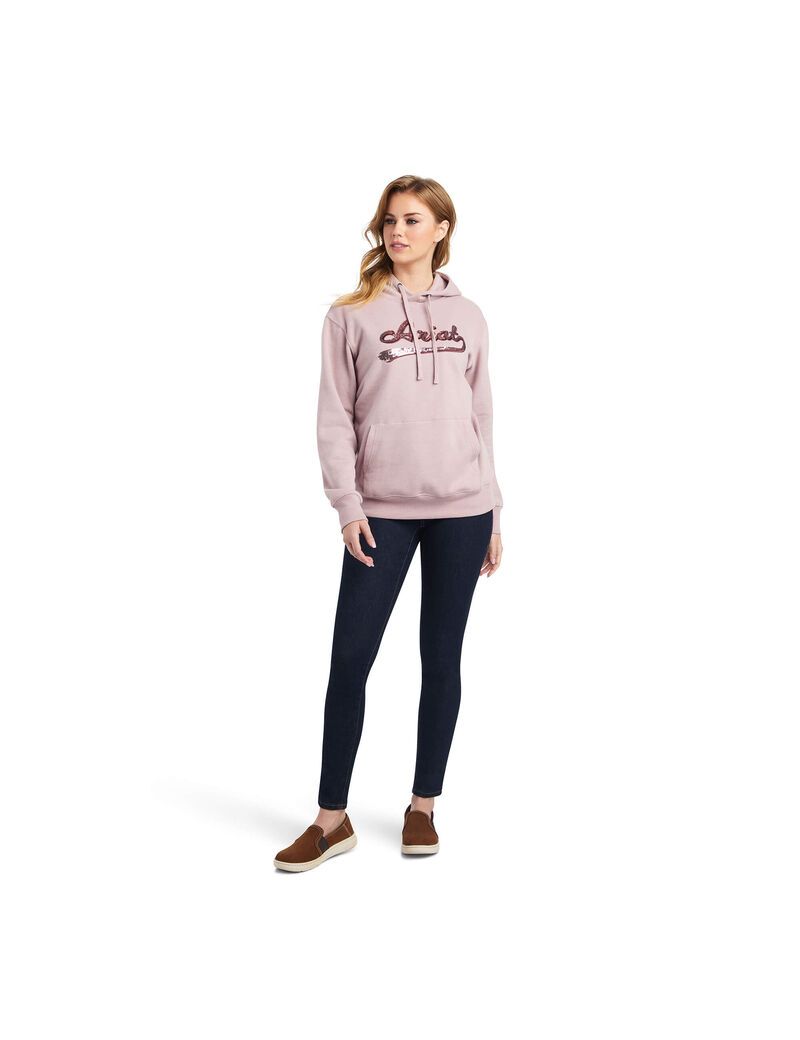 Sudadera Con Capucha Ariat REAL Sequin Logo Mujer Rosas | OVTA10859