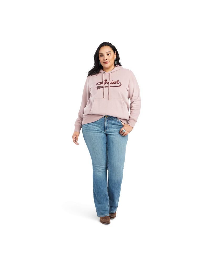 Sudadera Con Capucha Ariat REAL Sequin Logo Mujer Rosas | OVTA10859