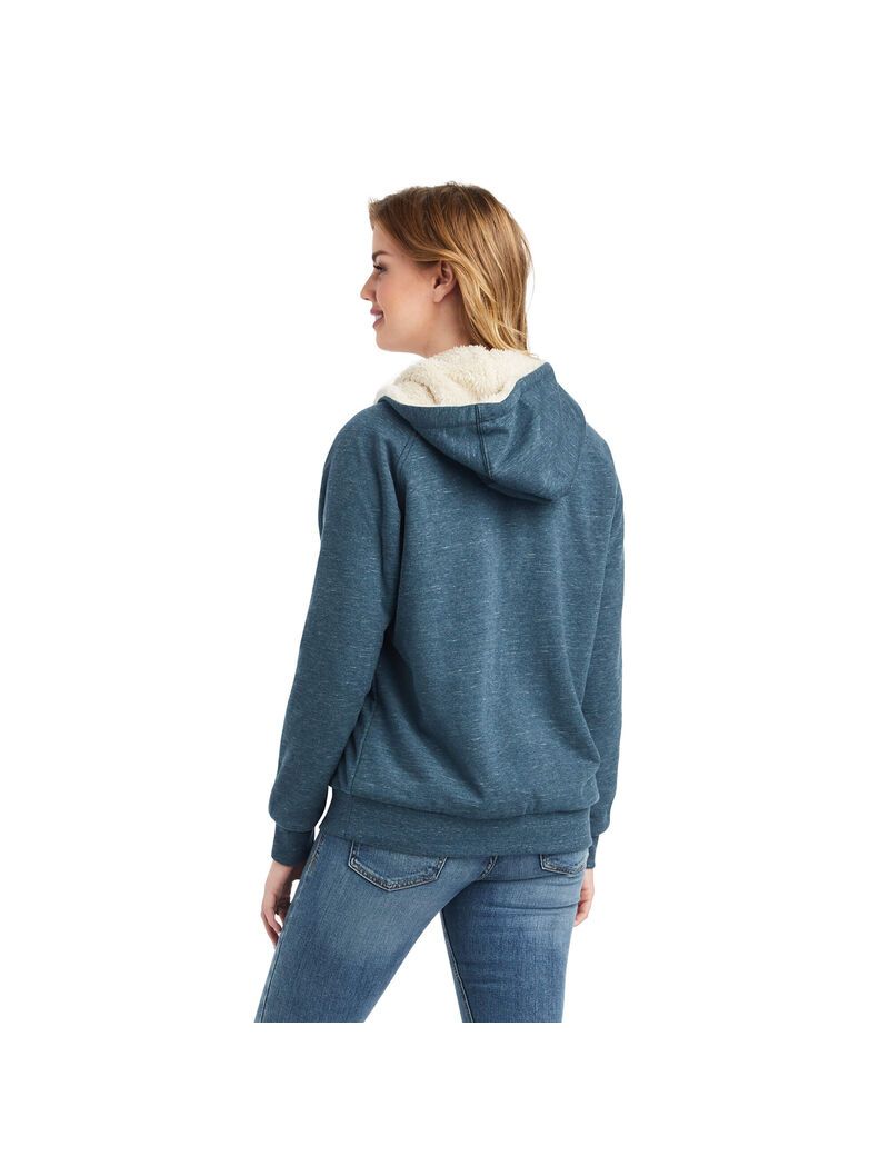 Sudadera Con Capucha Ariat REAL Sherpa Full Zip Mujer Azul Marino | BNXH83756