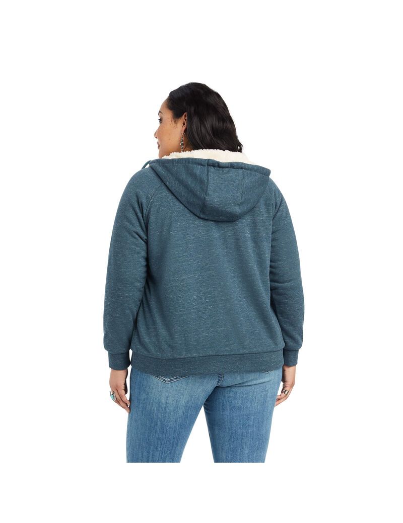 Sudadera Con Capucha Ariat REAL Sherpa Full Zip Mujer Azul Marino | BNXH83756