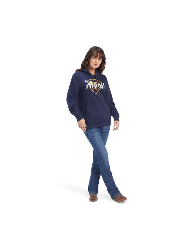 Sudadera Con Capucha Ariat REAL Shield Logo Mujer Azul Marino | RBTK96048