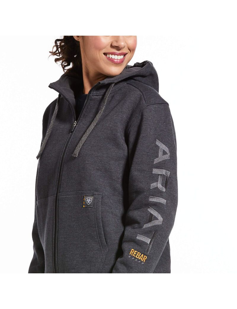 Sudadera Con Capucha Ariat Rebar All-Weather Full Zip Mujer Gris | UHOE58931