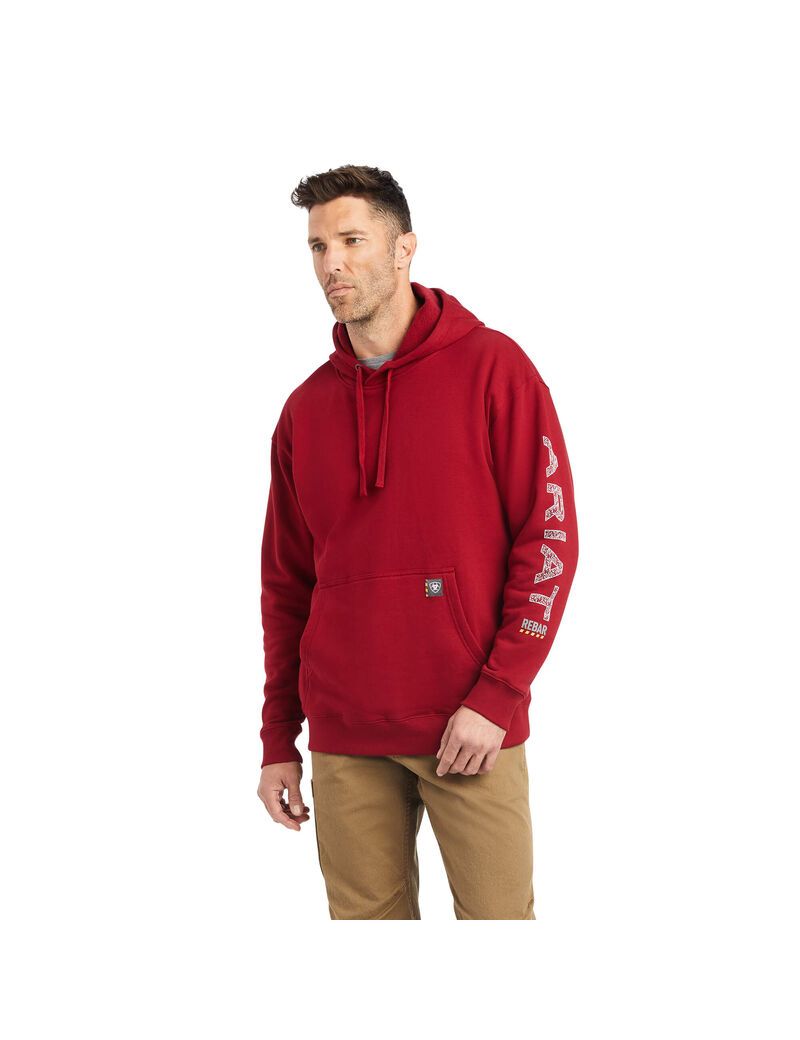 Sudadera Con Capucha Ariat Rebar Roughneck Pullover Hombre Rojas | LDEG40723