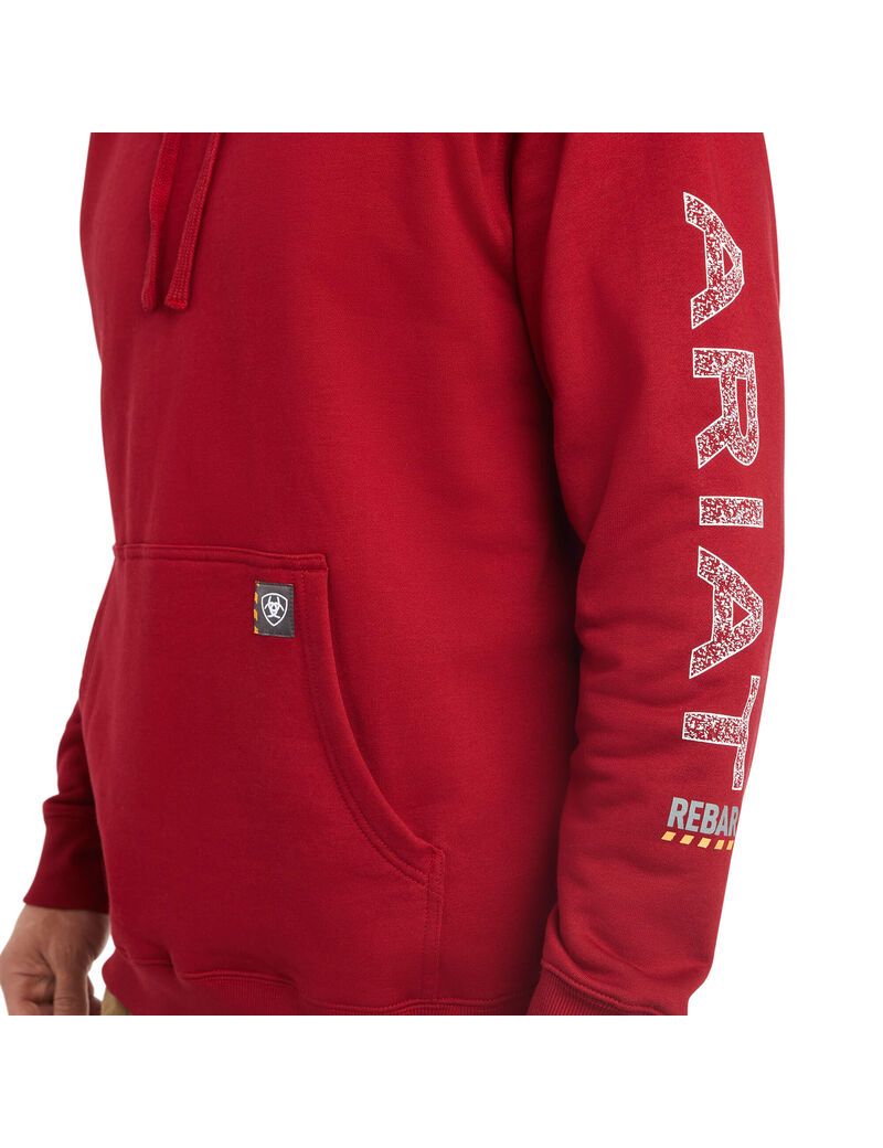 Sudadera Con Capucha Ariat Rebar Roughneck Pullover Hombre Rojas | LDEG40723