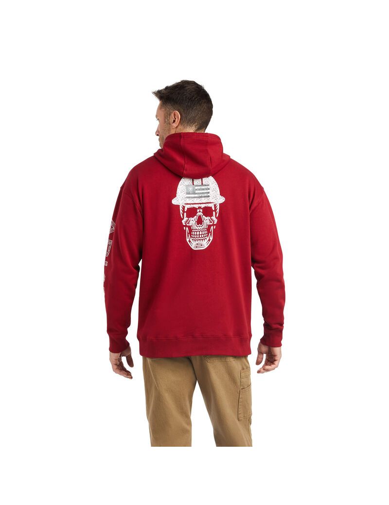 Sudadera Con Capucha Ariat Rebar Roughneck Pullover Hombre Rojas | LDEG40723