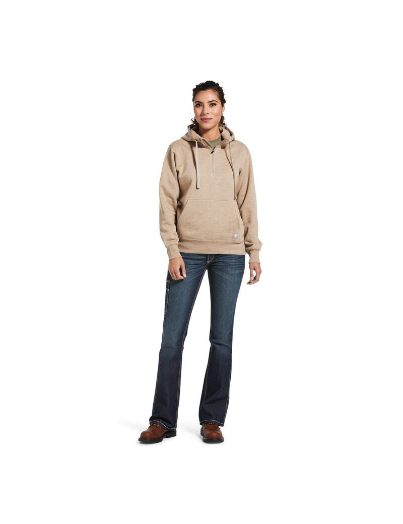 Sudadera Con Capucha Ariat Rebar Skill Set 1/2 Zip Mujer Beige Oscuro | RBKM50479