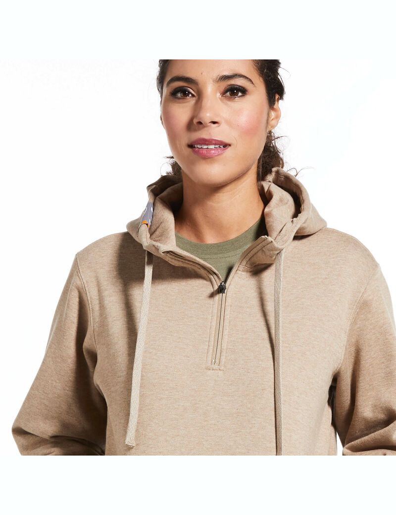 Sudadera Con Capucha Ariat Rebar Skill Set 1/2 Zip Mujer Beige Oscuro | RBKM50479