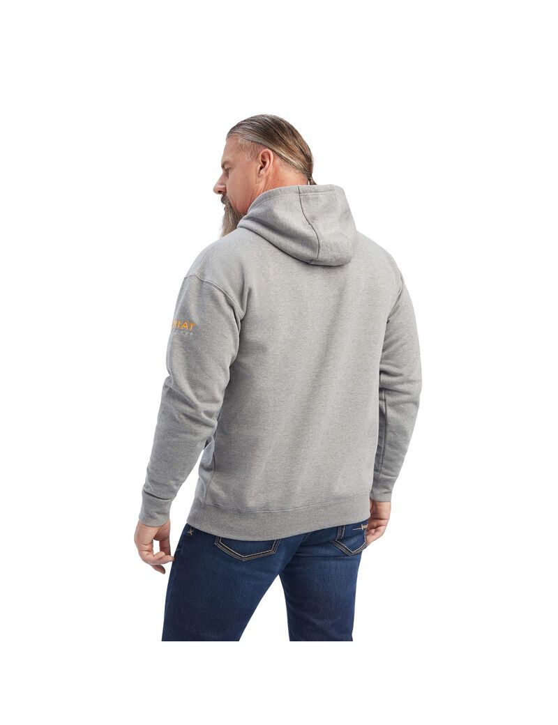 Sudadera Con Capucha Ariat Rebar Workman Hombre Gris | EYGZ90153