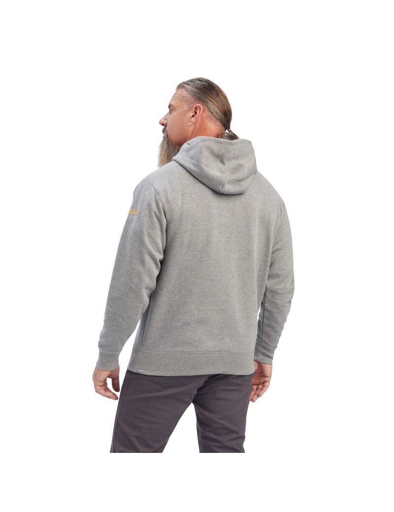 Sudadera Con Capucha Ariat Rebar Workman Full Zip Hombre Gris | JZSA82510