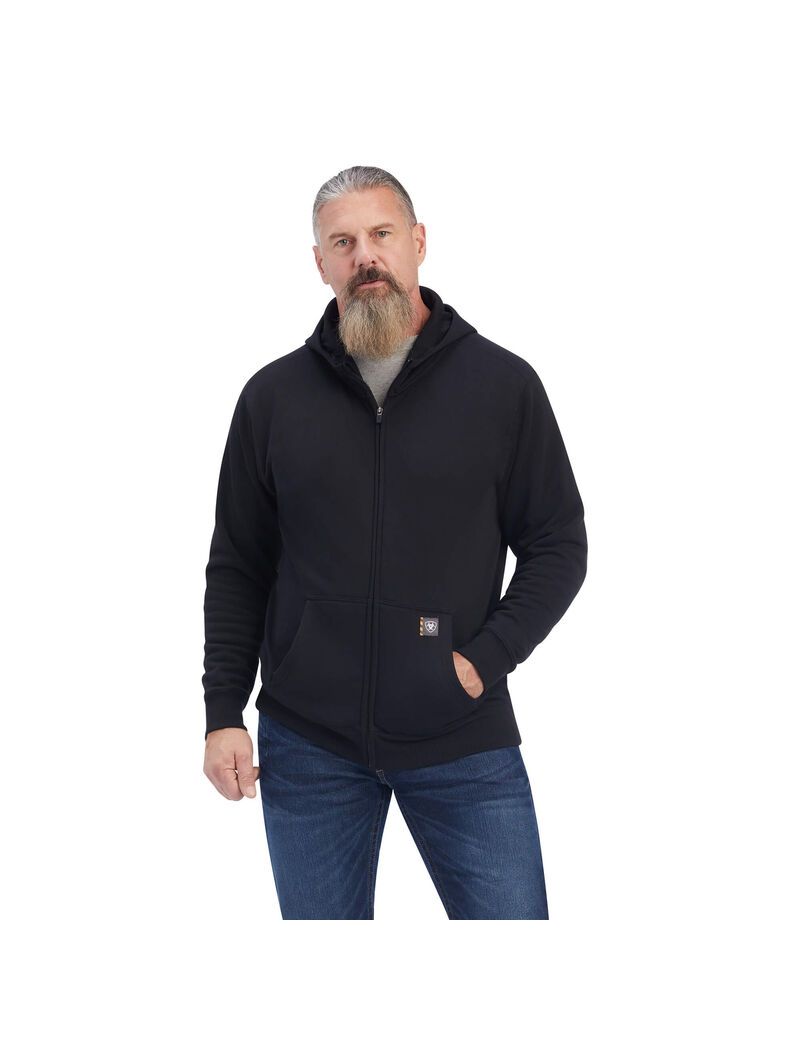 Sudadera Con Capucha Ariat Rebar Workman Reflective Flag Full Zip Hombre Negras | QXFE28930