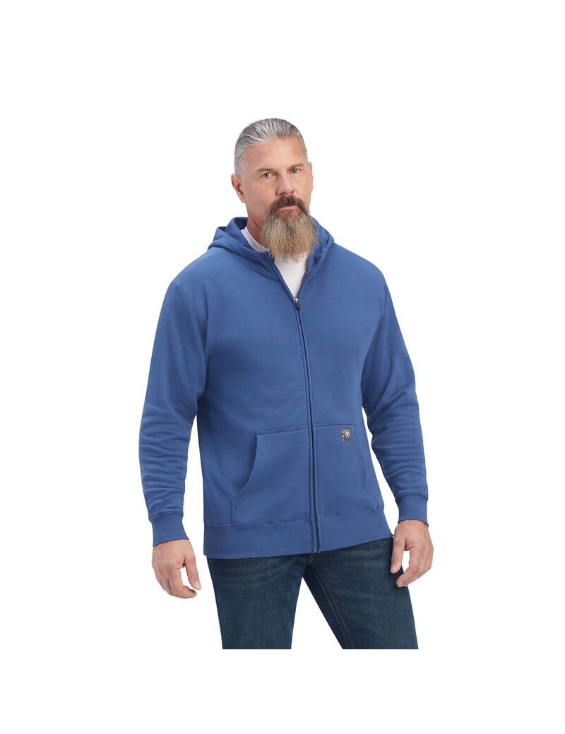 Sudadera Con Capucha Ariat Rebar Workman Reflective Flag Full Zip Hombre Azul Marino | ZHVD39752