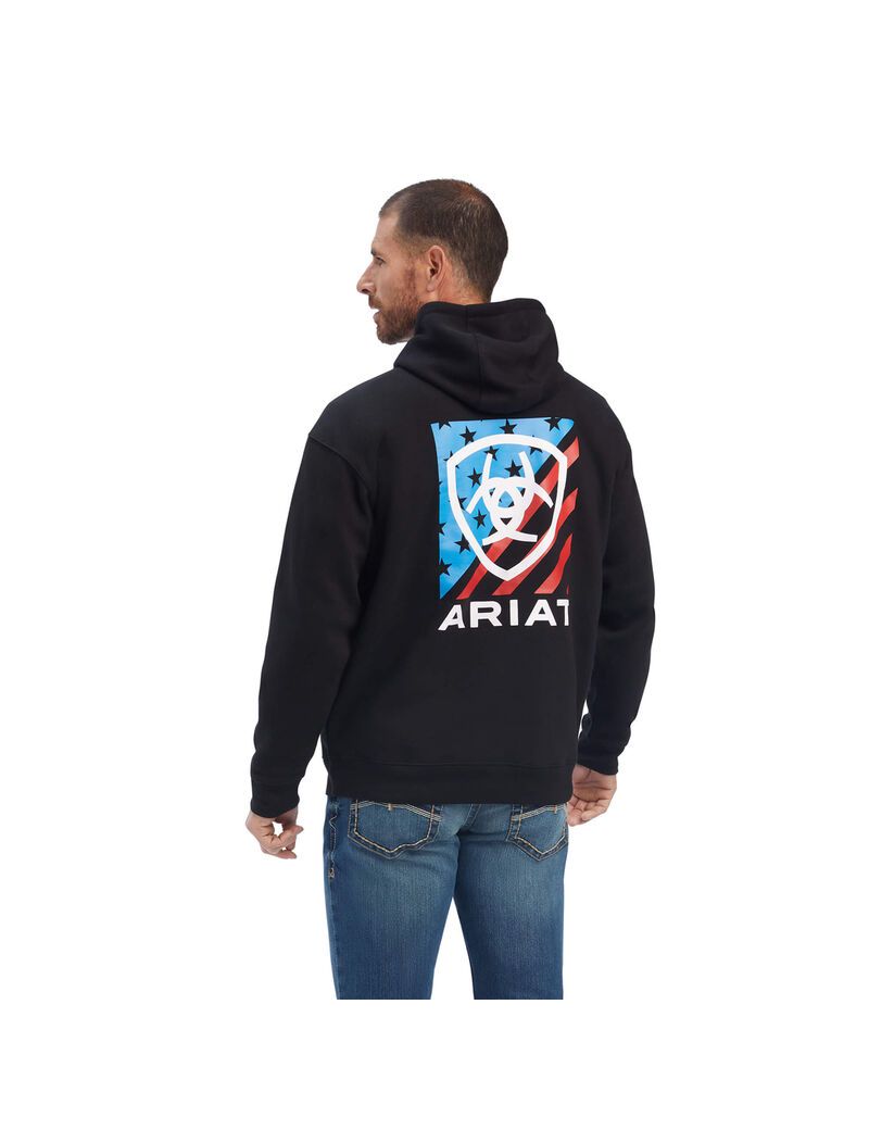 Sudaderas Ariat Americana Block Hombre Negras | XQYC46201